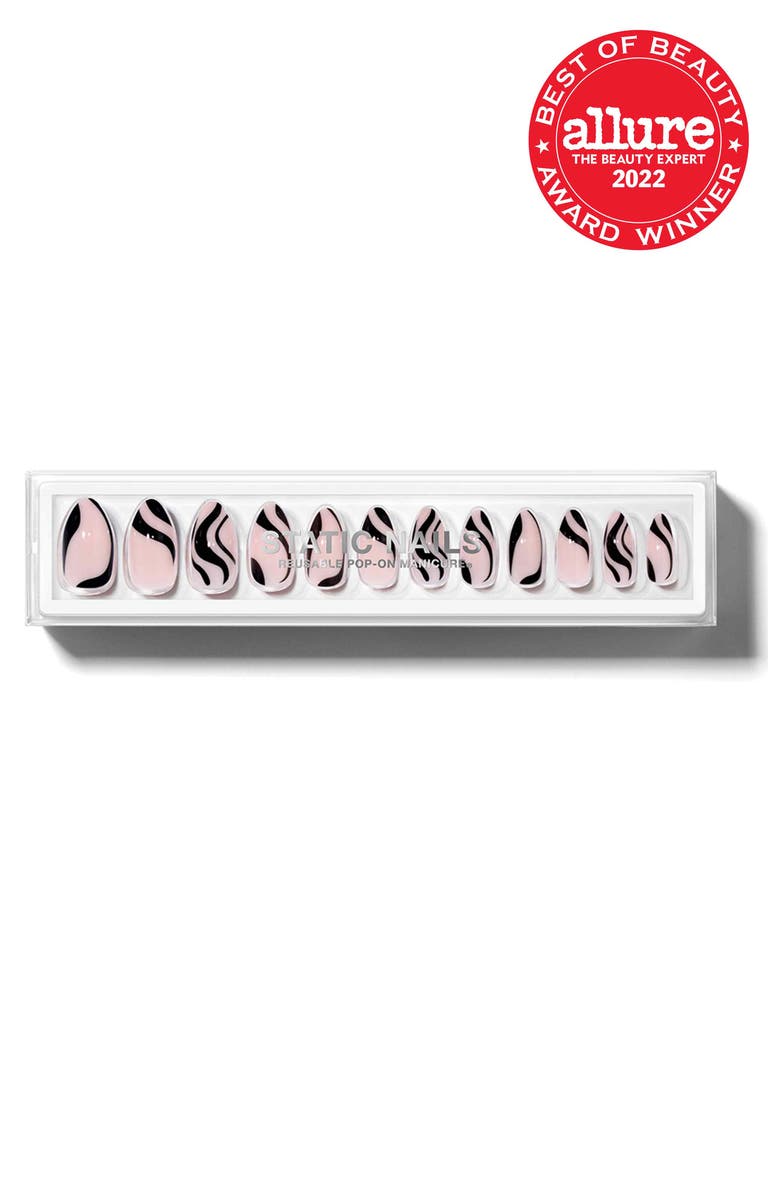 Static Nails Almond Pop-On Reusable Manicure Set, Alternate, color, Sway In Black