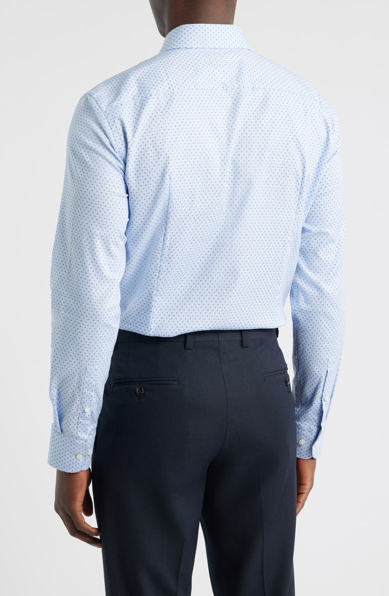 BOSS Hank Slim Fit Light Blue Neat Stretch Cotton Dress Shirt, Alternate, color, Light/ Pastel Blue