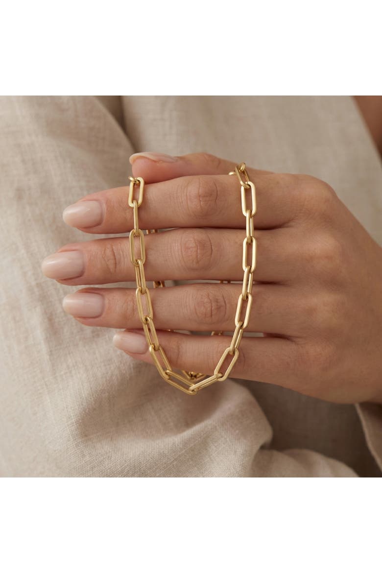 Yasmine 6mm Paperclip Anklet 18k Gold Plated 10" Length, Alternate, color, 18k Gold