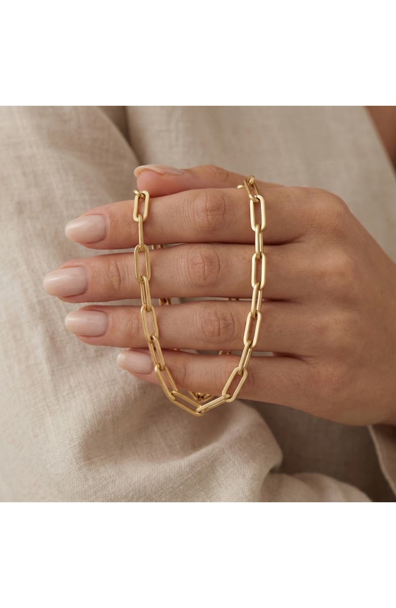 Bliss Diamond Yasmine 6mm Paperclip Anklet 18k Gold Plated 10" Length, Alternate, color, 18K Gold