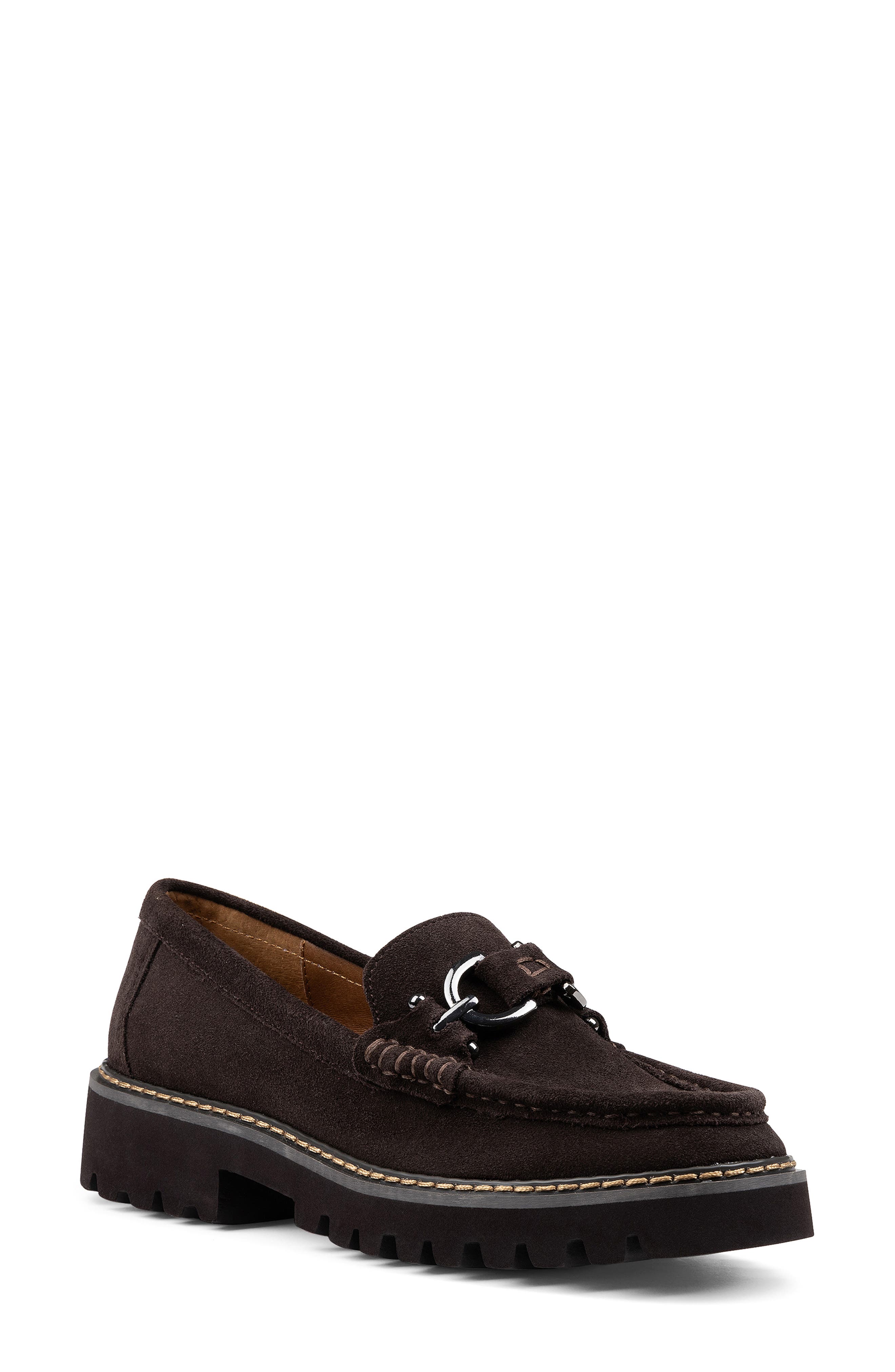 Helioci Moc Toe Loafer, Main, color, DARK BROWN