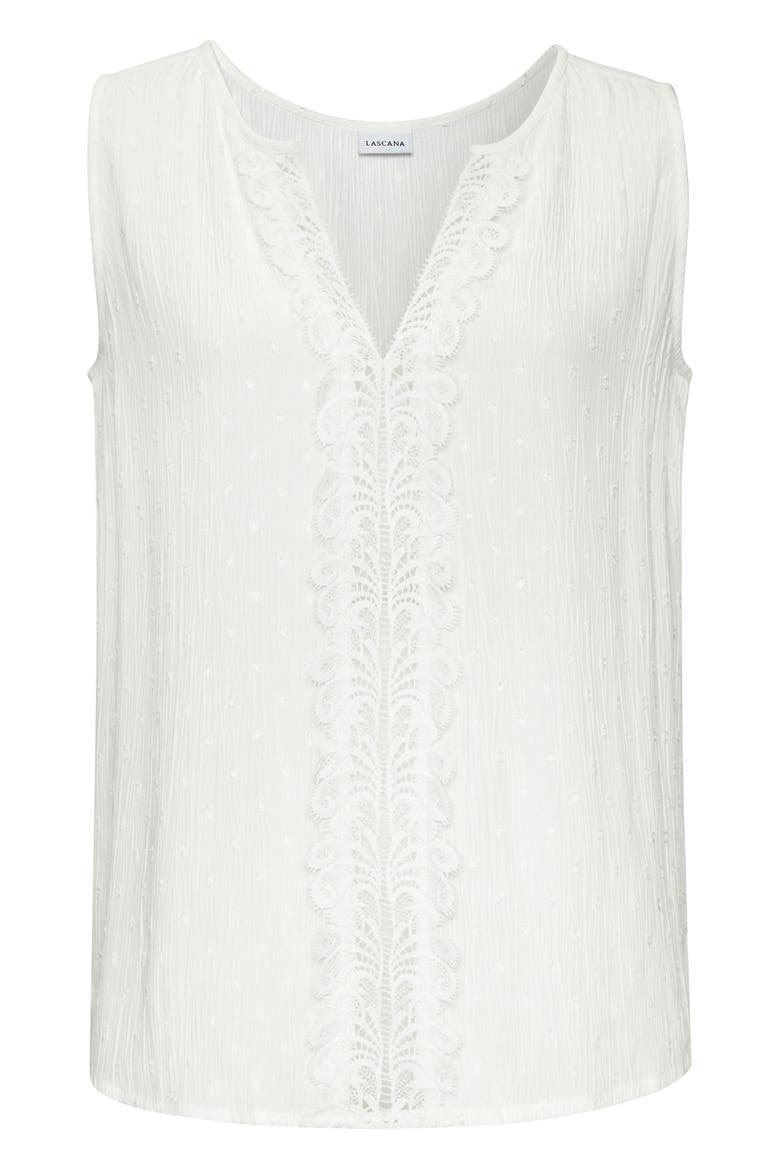 Lace Trim Sleeveless Blouse, Alternate, color, White