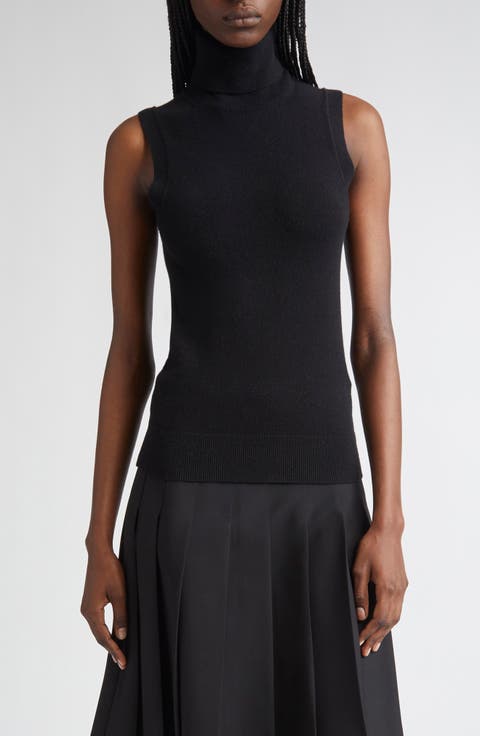 Sleeveless Cashmere Turtleneck Sweater