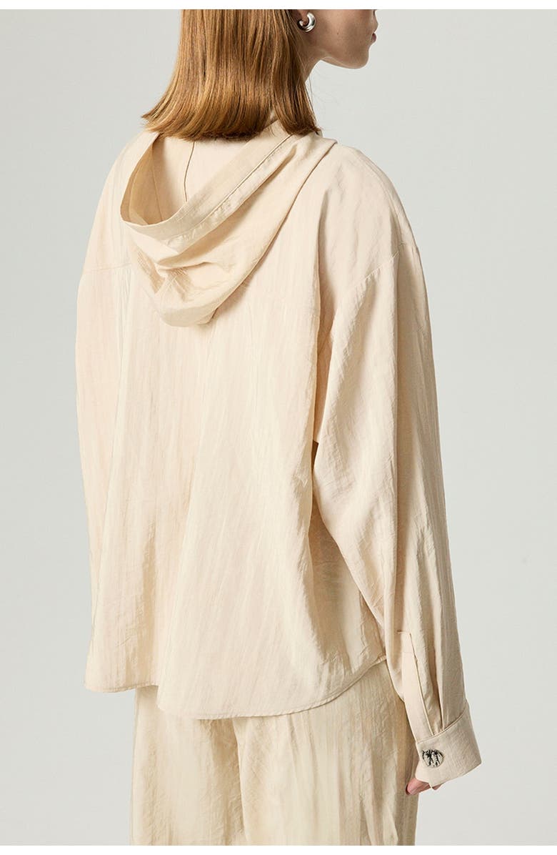 Nocturne Hooded Shirt with Snap Button Details, Alternate, color, Ivory