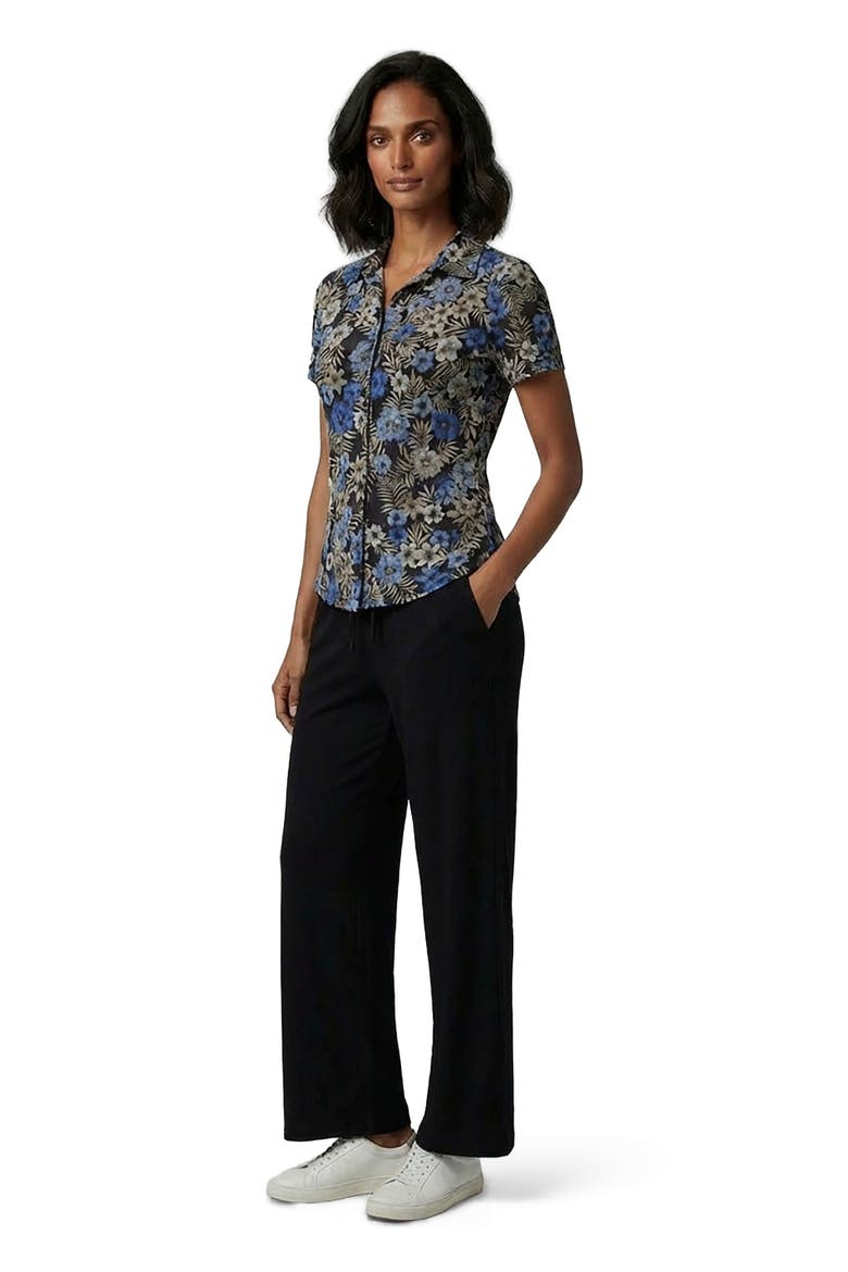 Tropical Mix Womens Printed Button-Up Shirt, Alternate, color, TROPICAL MIX BLACK