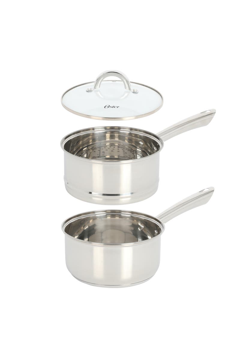 OSTER Sangerfield 12-Piece Stainless Steel Cookware Set with Kitchen Tools, Alternate, color, Silver