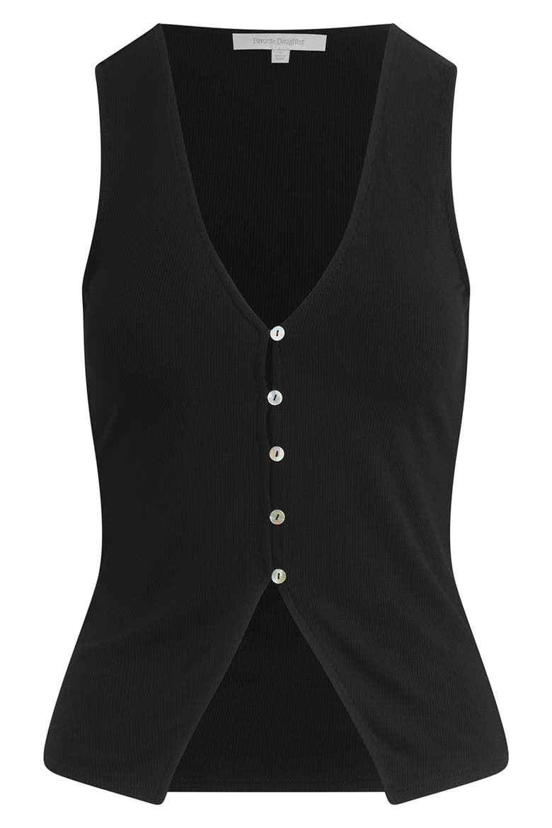 The Good Luck Rib Button-Up Cutout Top, Alternate, color, BLACK