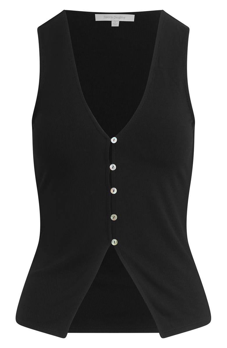 Favorite Daughter The Good Luck Rib Button-Up Cutout Top, Alternate, color, Black