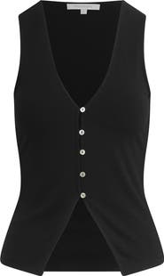Favorite Daughter The Good Luck Rib Button-Up Cutout Top