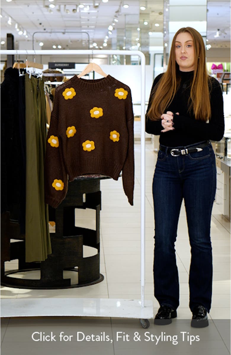 Embroidered Flower Crewneck Sweater, sales video thumbnail