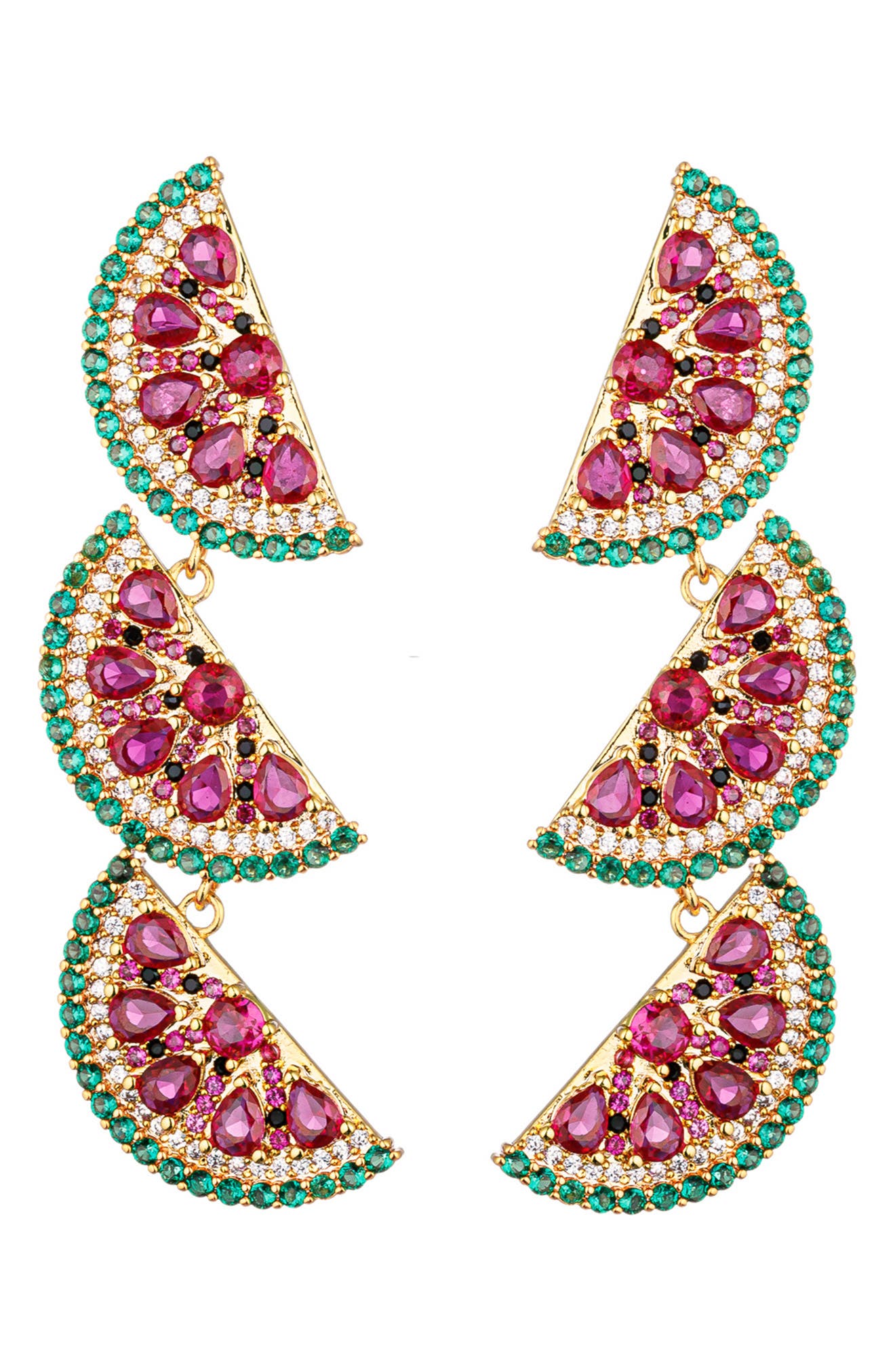 EYE CANDY LOS ANGELES Palm Watermelon Cubic Zirconia Drop Earrings