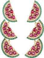 EYE CANDY LOS ANGELES Palm Watermelon Cubic Zirconia Drop Earrings