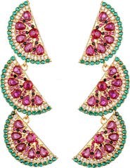 EYE CANDY LOS ANGELES Palm Watermelon Cubic Zirconia Drop Earrings