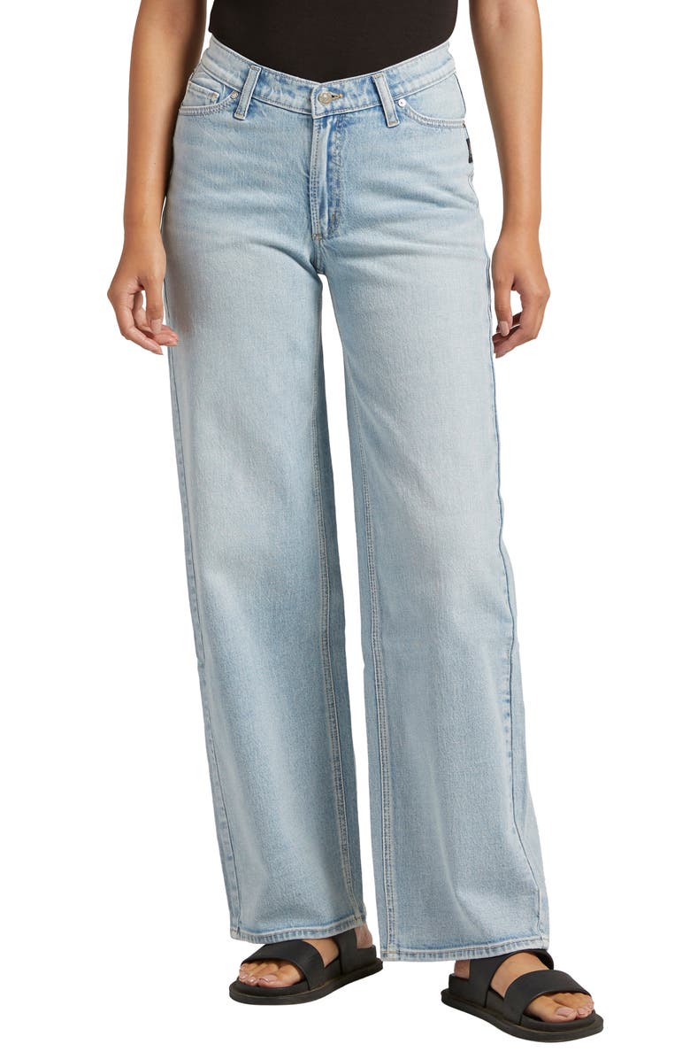 Silver Jeans Co. V-Front Mid Rise Wide Leg Jeans, Main, color,