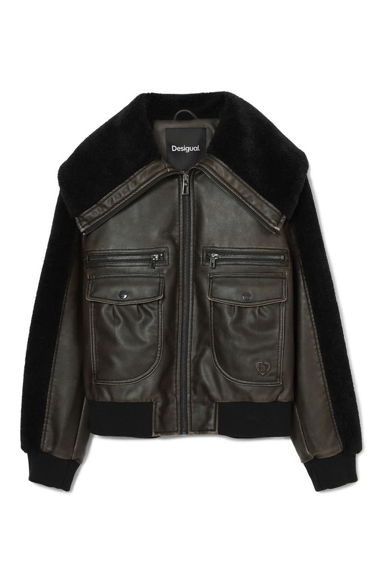 Florencia Faux Shearling Jacket, Alternate, color, BLACK