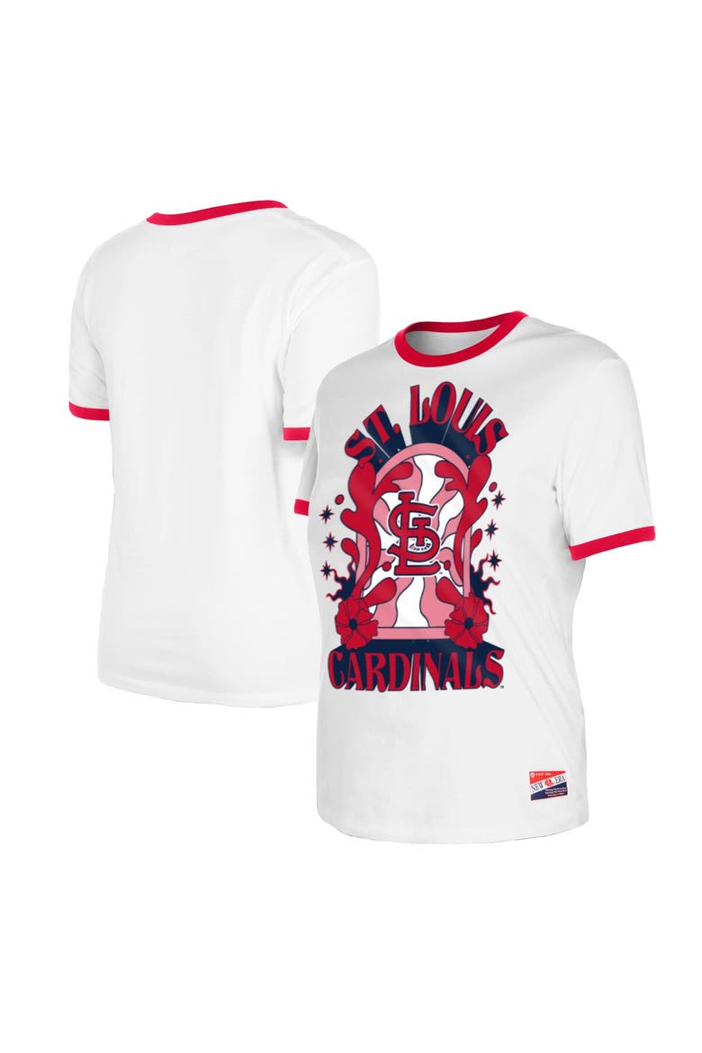 Women's New Era White St. Louis Cardinals Oversized Ringer T-Shirt, Main, color, White