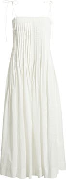 MOON RIVER Pleat Detail Cotton Midi Dress