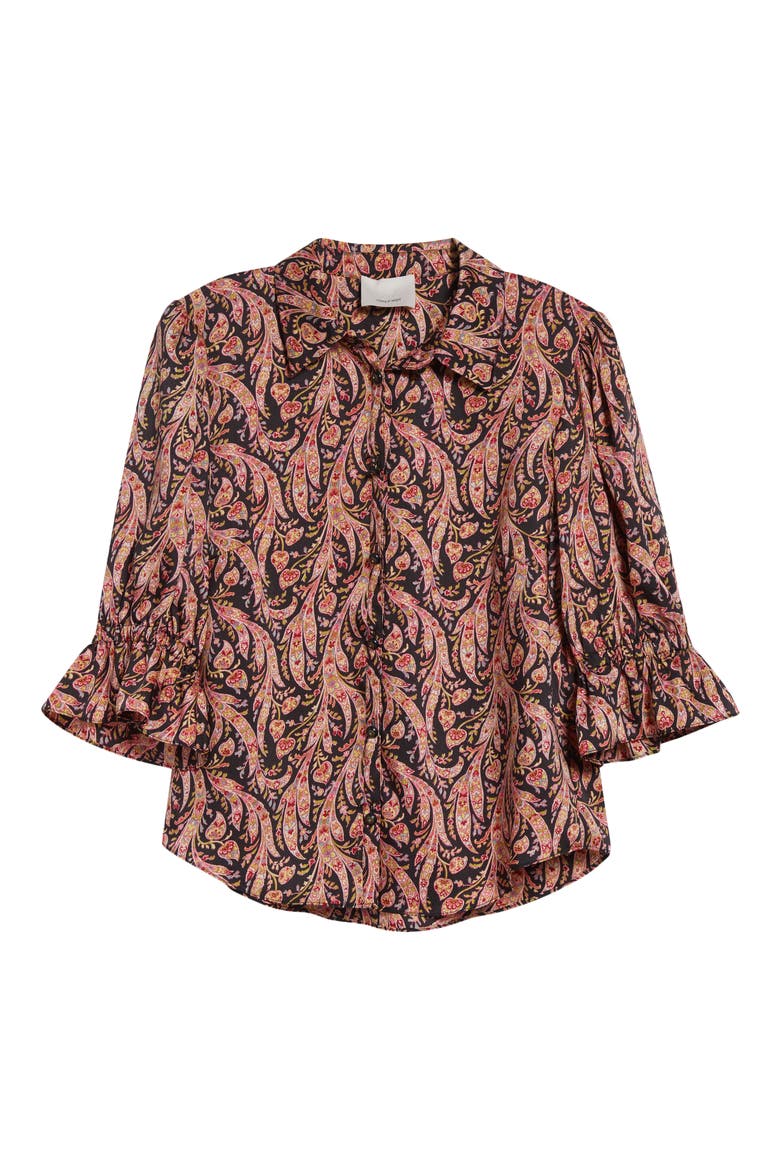 Fiona Charming Paisley Button-Up Shirt, Alternate, color, OBSIDIAN MULTI