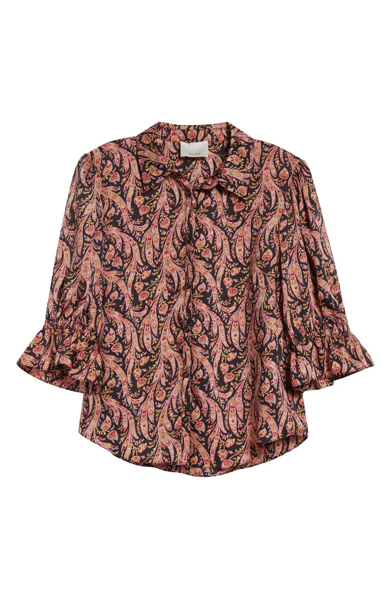 Cinq à Sept Fiona Charming Paisley Button-Up Shirt, Alternate, color, Obsidian Multi