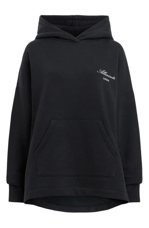 Allsaints Skull Etienne Oversize Cotton Blend Hoodie In Blue