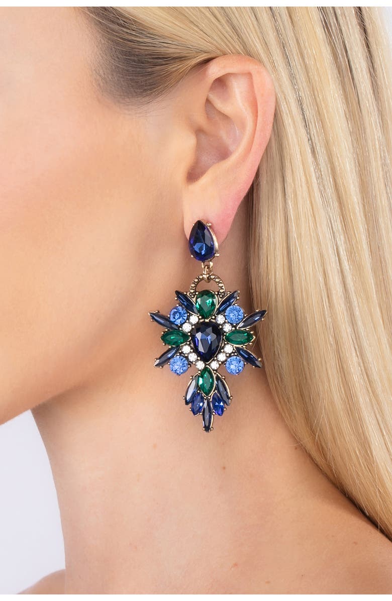 EYE CANDY LOS ANGELES New Gala Green Drop Earrings, Alternate, color, Green