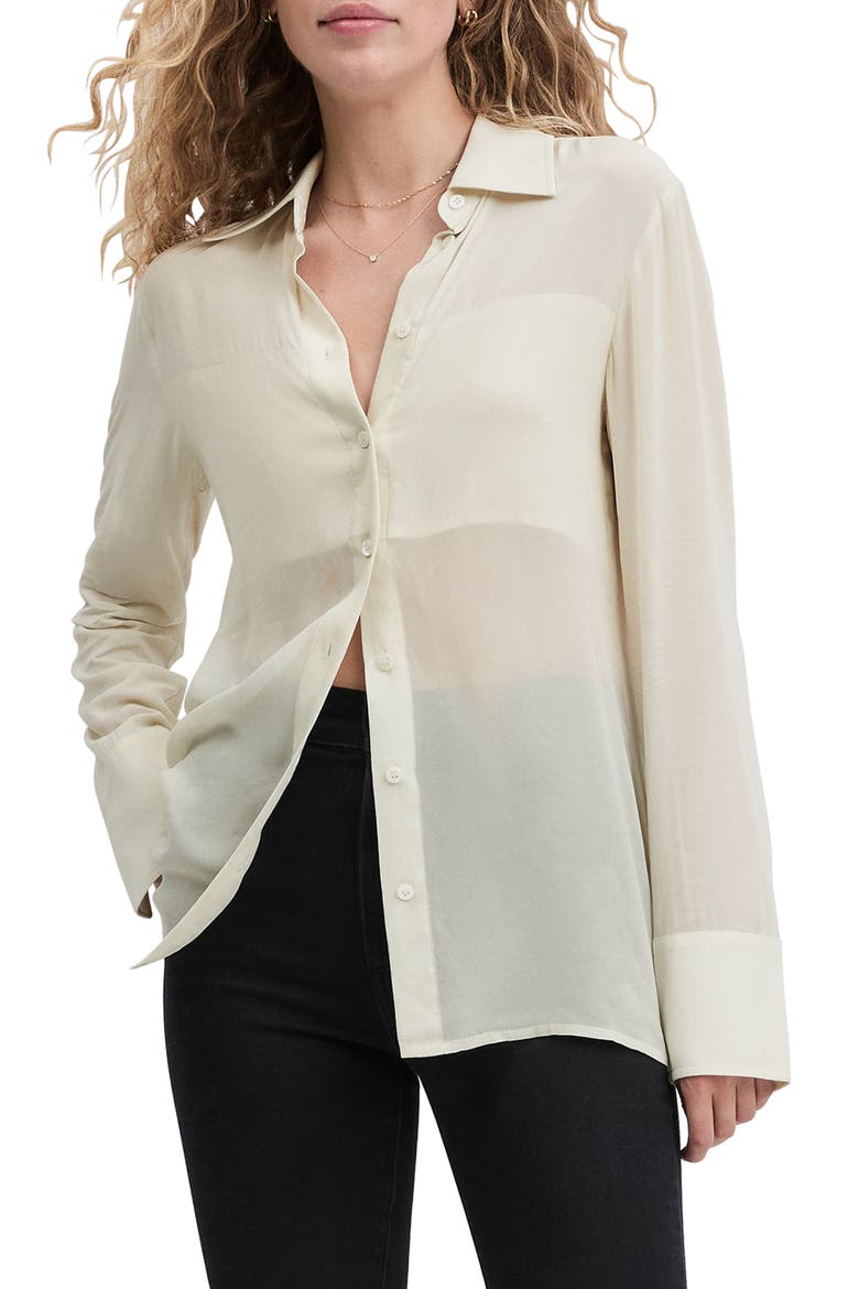 The Sheer Sophistication Button-Up Shirt, Main, color, IVORY