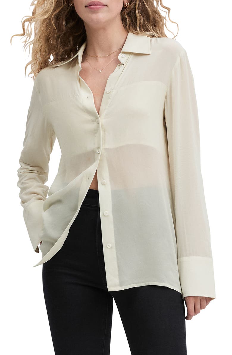 Favorite Daughter The Sheer Sophistication Button-Up Shirt, Main, color, Ivory