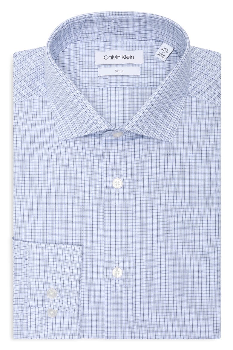 Slim Fit Plaid Dress Shirt, Main, color, WATER
