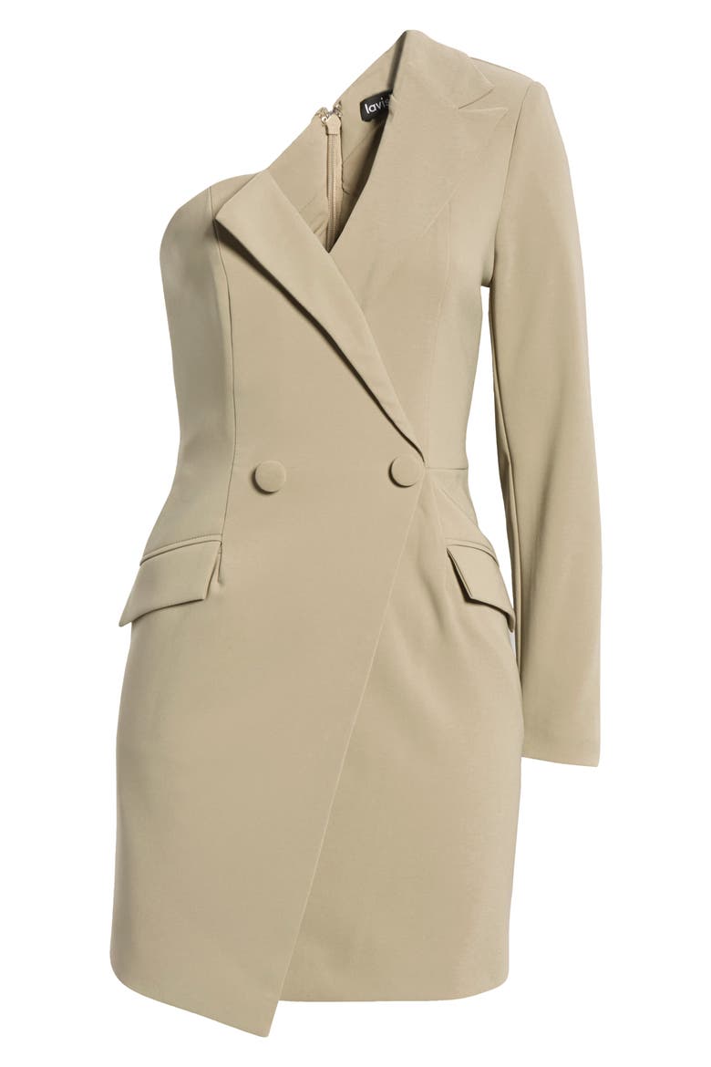 One-Shoulder Blazer Cocktail Dress, Alternate, color, SAGE GREEN