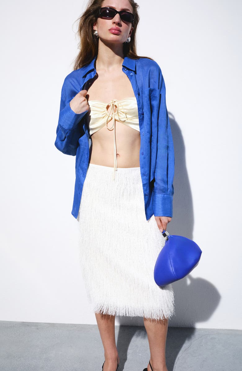 MANGO Ramie Button-Up Shirt, Alternate, color, 