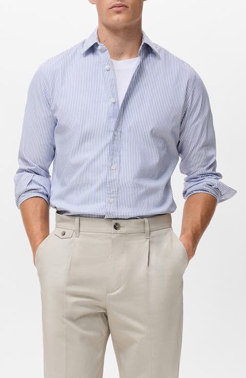 Stripe Cotton Button-Up Oxford Shirt