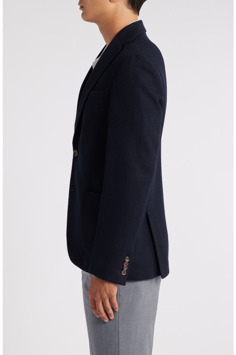 Queens Solid Navy Wool & Cotton Knit Sport Coat, Alternate, color, NAVY