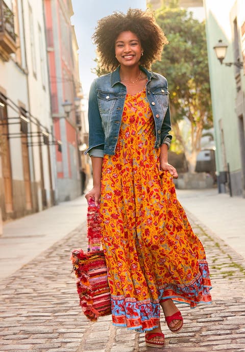 Short Sleeve Flowy Maxi Dress (Plus)
