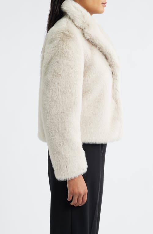 Anne Klein Notched Lapel Faux Fur Crop Jacket In White