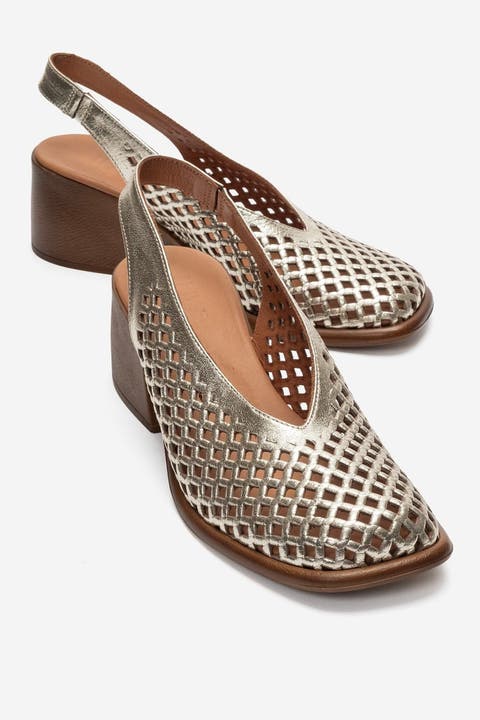 Monvera Block Heel Leather Slingback Sandal