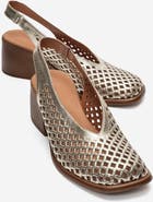 Forever & Always Shoes Monvera Block Heel Leather Slingback Sandal