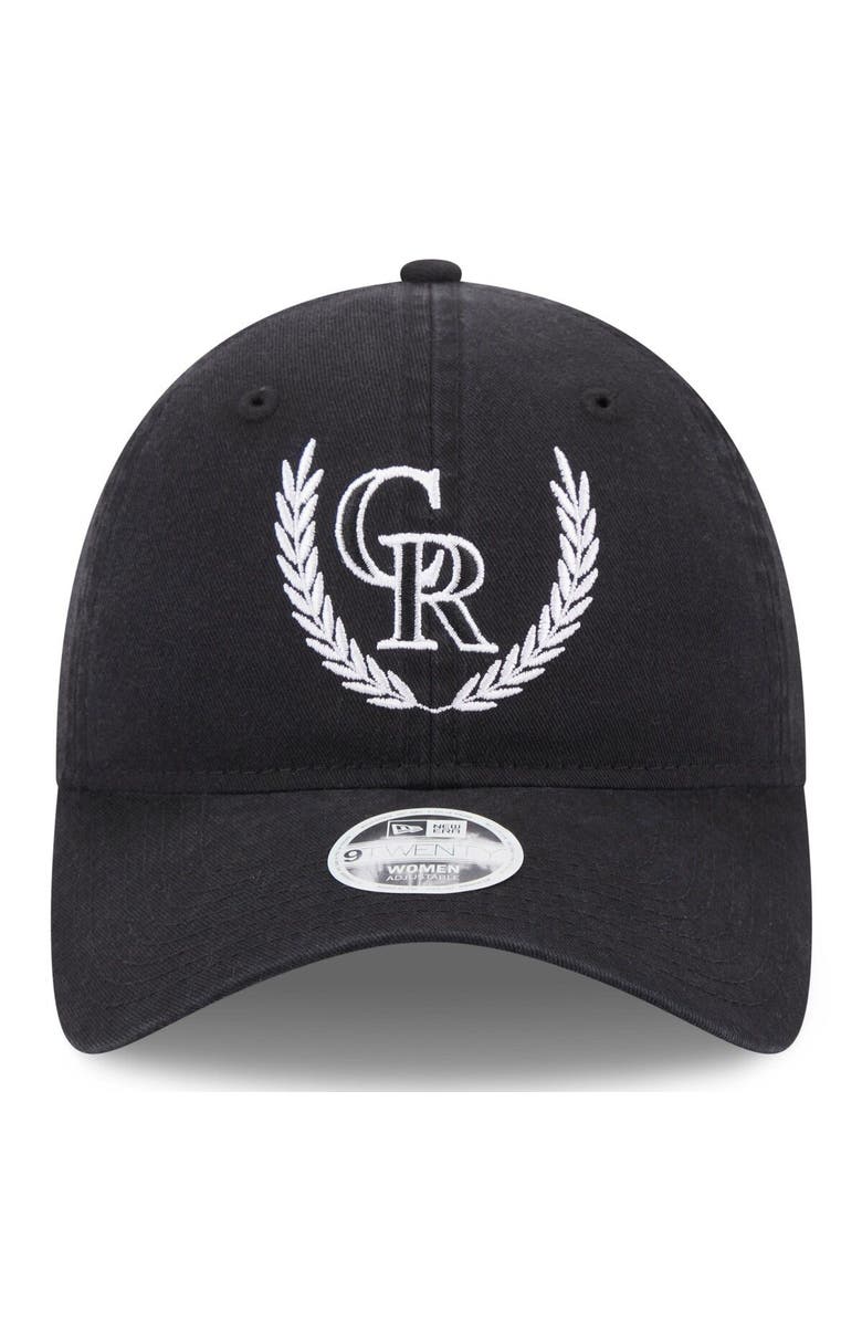 New Era Women's New Era Black Colorado Rockies Leaves 9TWENTY Adjustable Hat, Alternate, color, 