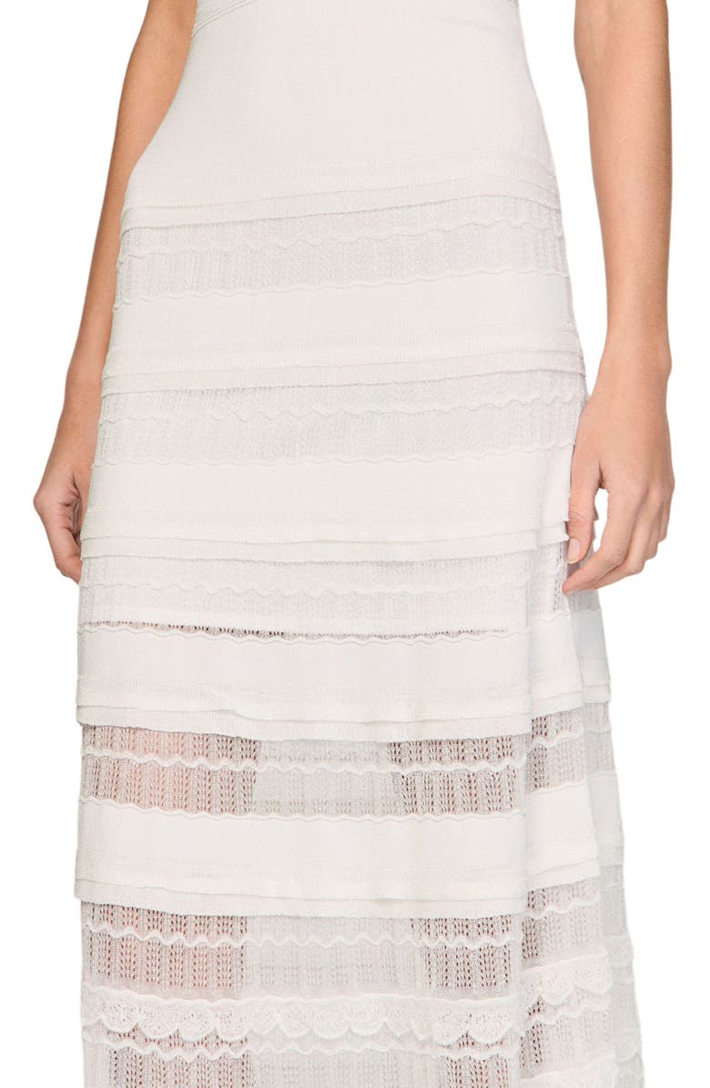 SANDRO Pointelle knit maxi dress, Alternate, color, White