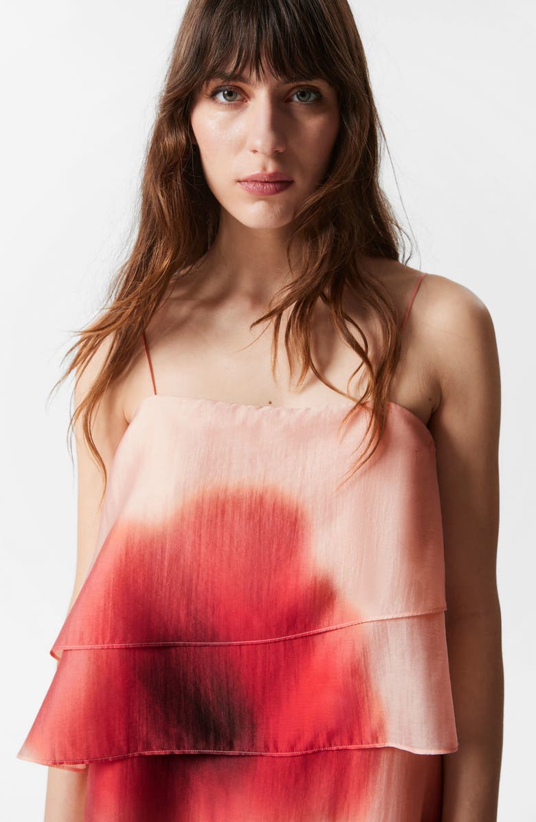 & Other Stories Placed Floral Dress, Alternate, color, Peach/ Red Floral