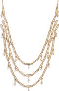 Nordstrom Cubic Zirconia & Pearl Charm Triple Tier Necklace