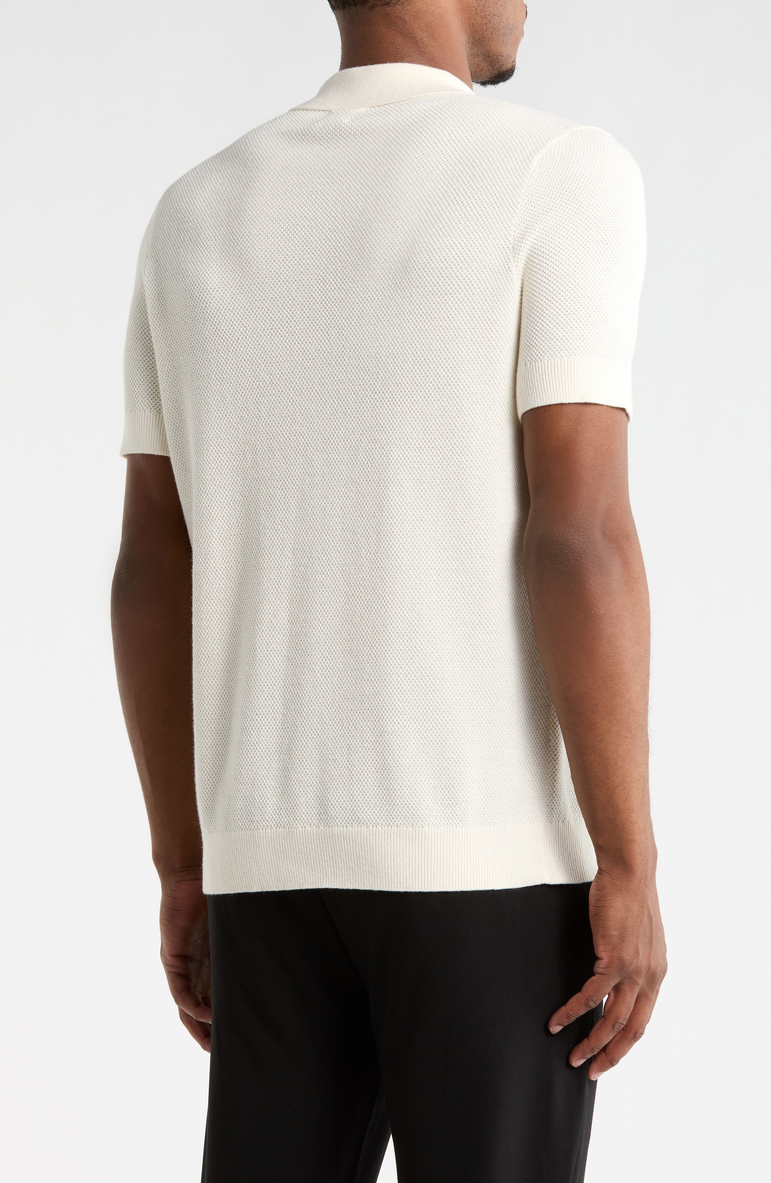 Textured Cotton Polo Sweater - image 4