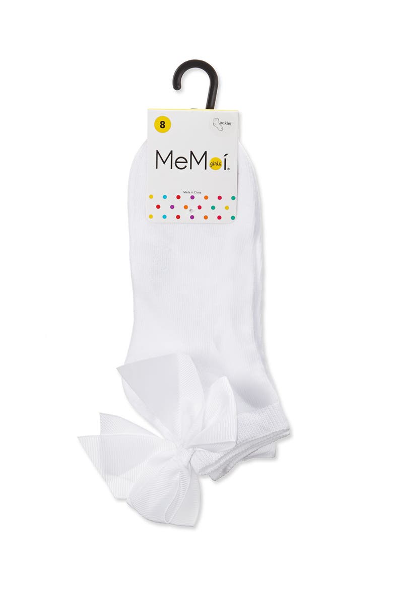 Bow-on-Back Anklet Sock, Alternate, color, White