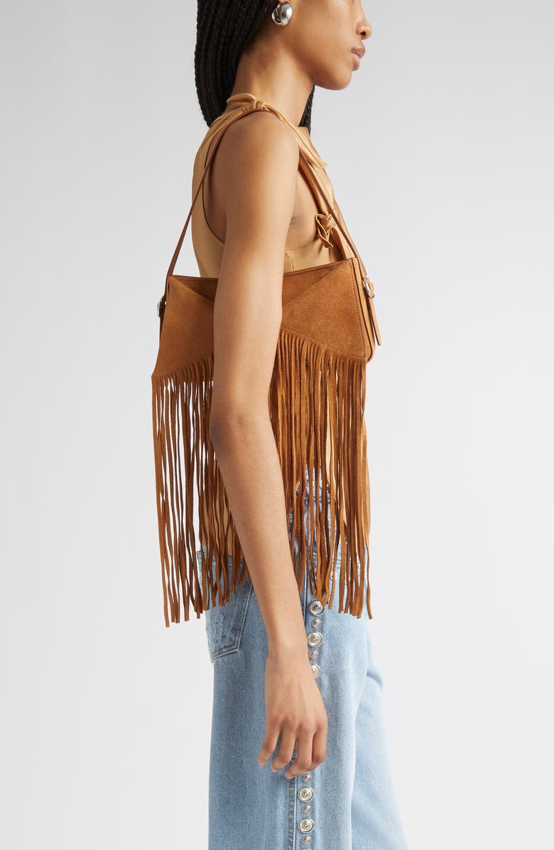 Coperni Belt Fringe Leather Baguette Bag, Alternate, color,