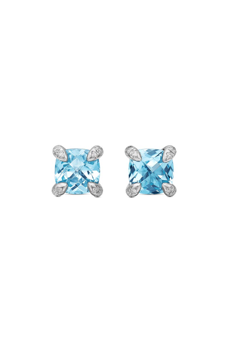 Chatelaine® Stud Earrings, 6mm, Main, color, BLUE TOPAZ