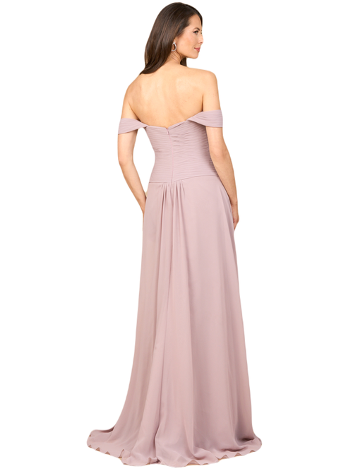Lara New York Off Shoulder Chiffon Dress In Dusty Rose