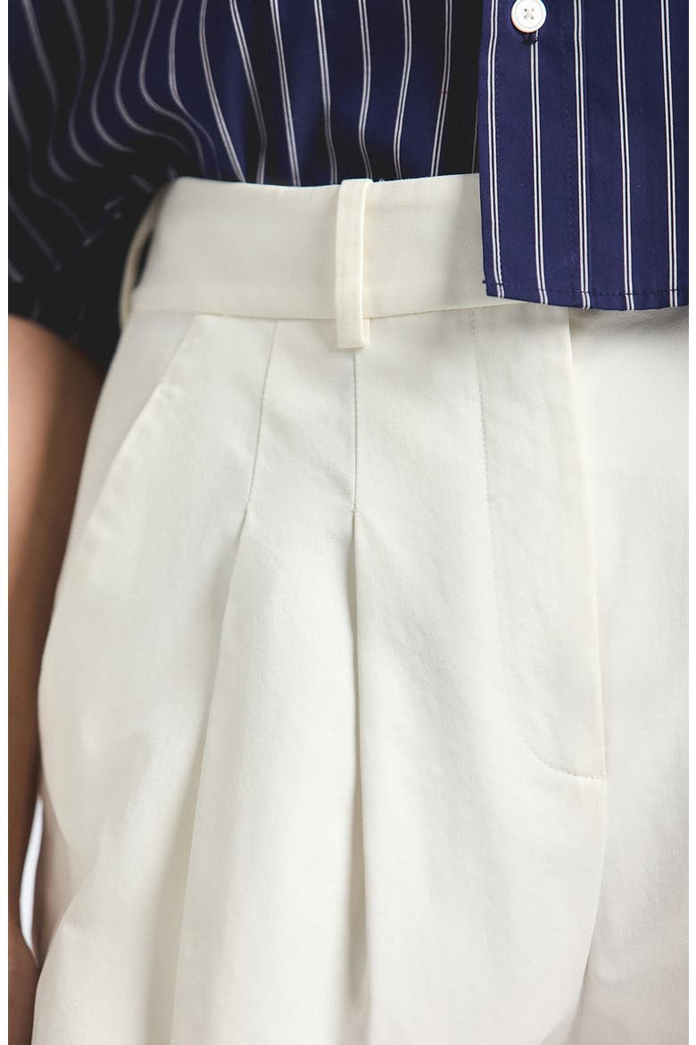 Celina Pleated Bermuda Shorts, Alternate, color, SOFT WHITE