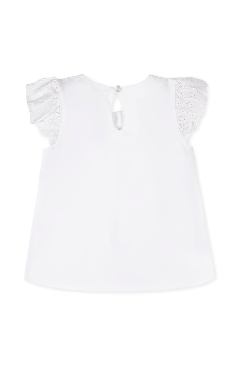 Hope & Henry Kids' Organic Knit Top with Eyelet Flutter Sleeves, Alternate, color, White With Eyelet