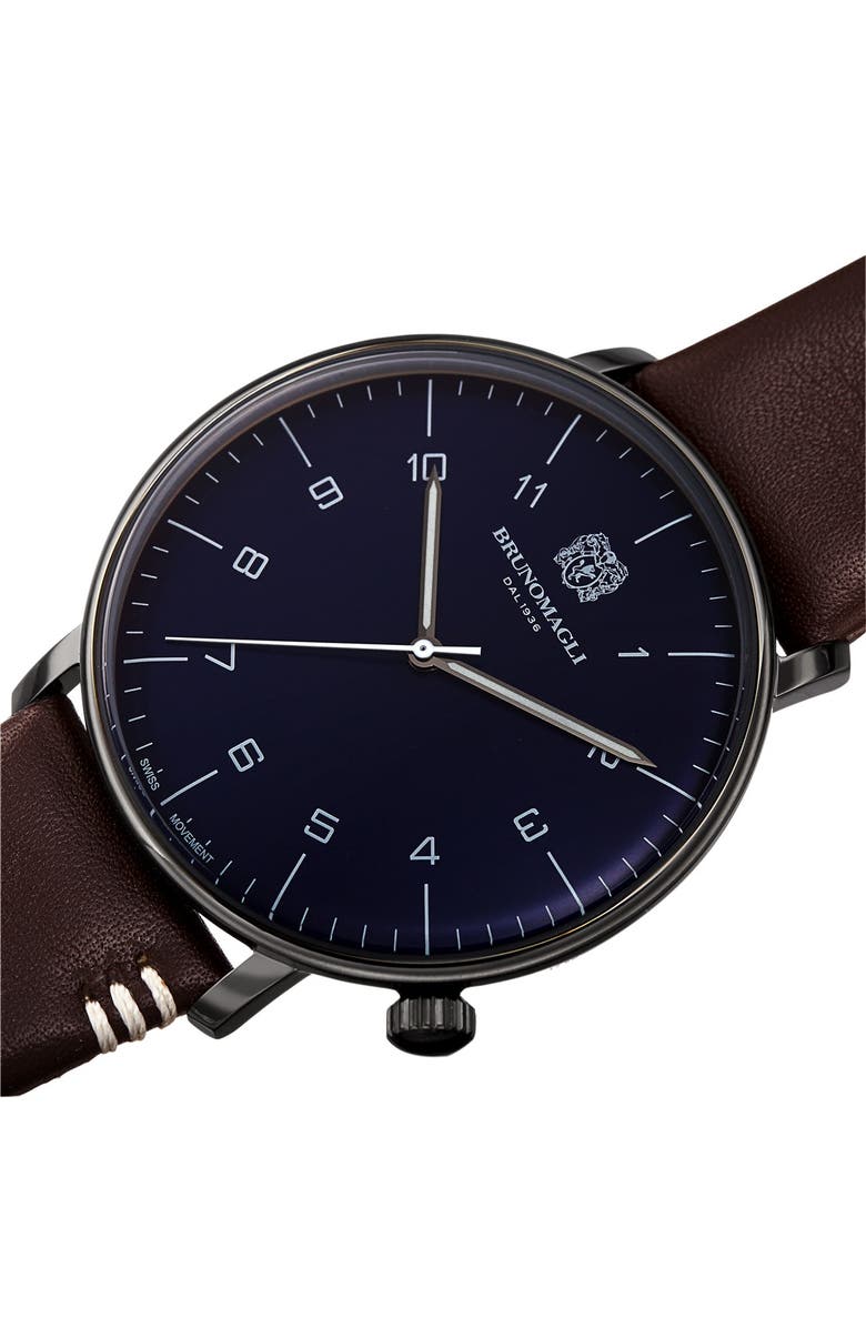 Bruno Magli Men's Roma Moderna Leather Strap Watch, 43mm, Alternate, color, 