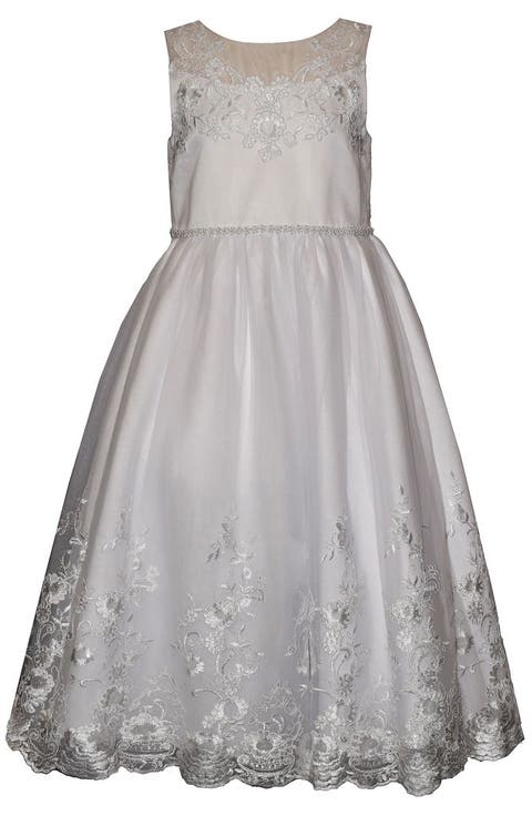 Sleeveless Embroidred Communion Dress