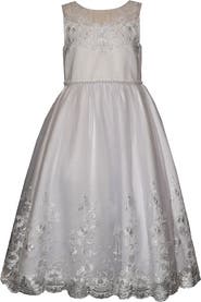 Iris & Ivy Sleeveless Embroidred Communion Dress